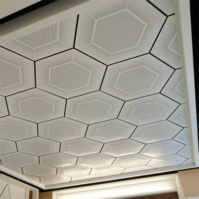 462x462x462x462x462x462 Tecto Perforado de Alumínio Metálico Telhado Hexagonal com Cor Branca