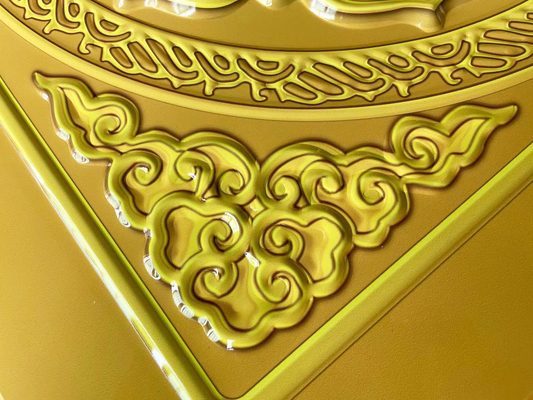 600x600mm Alumínio Metal Teto 3D Placa do Templo Folha de Ouro Buda Hall Lótus
