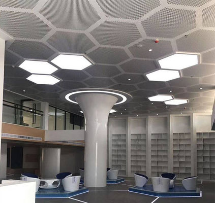462x462x462x462x462x462 Tecto Perforado de Alumínio Metálico Telhado Hexagonal com Cor Branca