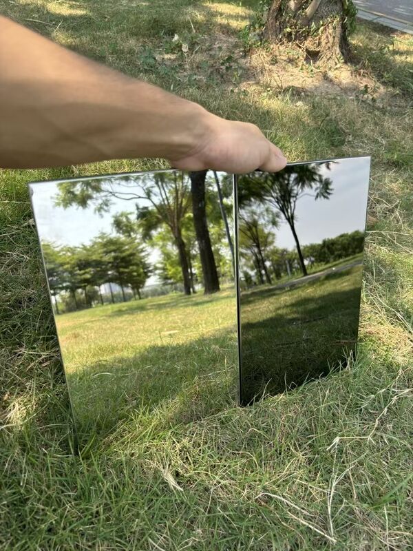 600x600 azulejos de teto de aço inoxidável espelho colocado em azulejos de teto acústicos